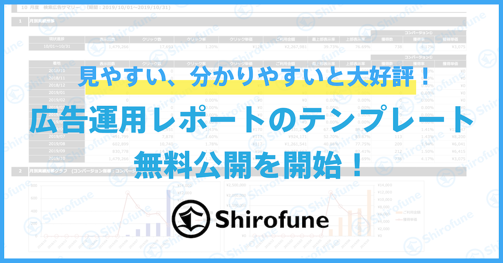 Shirofuneで使用している広告運用レポートのexcelデータを無料